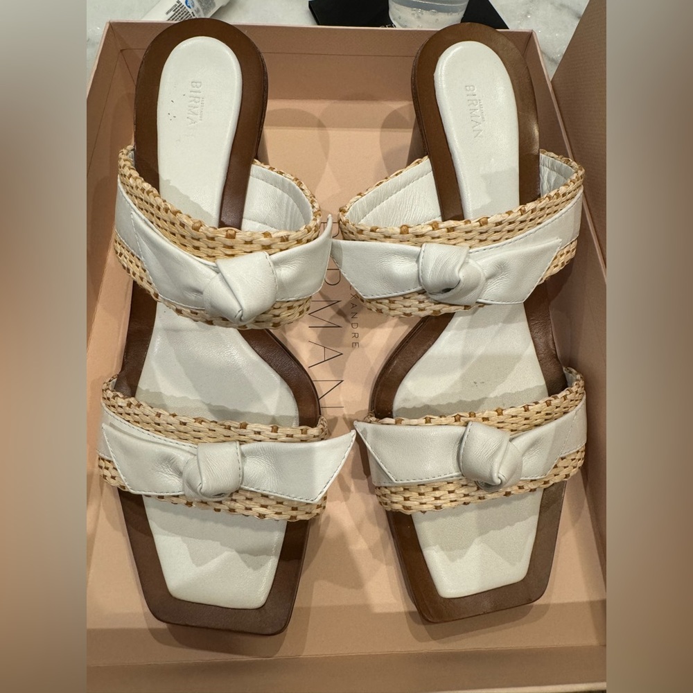 ALEXANDRE BIRMAN Clarita Padded Mules Raffia/Napa